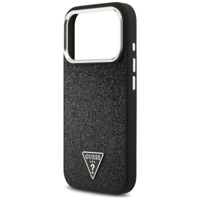 6. Guess Glitter Triangle Logo MagSafe Case for iPhone 17 Pro - Black
