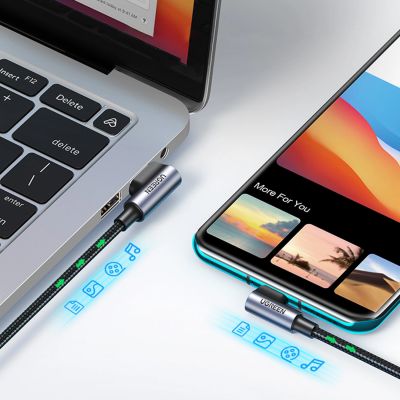 9. Ugreen 90° angled cable USB C - USB 2.0 480Mbps 3A 3m black (US176)