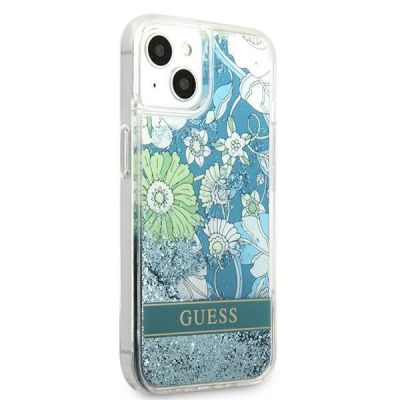 4. Guess GUHCP13MLFLSN iPhone 13 6.1" green/green hardcase Flower Liquid Glitter