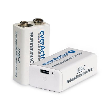 4. EVERACTIVE BATTERY 6F22/9V LI-ION 550 MAH WITH USB TYPE C EVHR22-550C