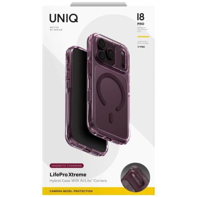 7. Uniq LifePro Xtreme Magclick Charging Case for iPhone 18 Pro / 17 Pro - Transparent Burgundy