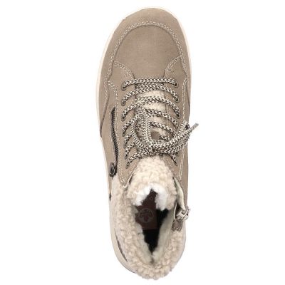 16. Beige waterproof leather ankle boots for women – Rieker L7701-24