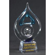 Engraved glass trophy + paint filling