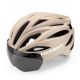 Rockbros Bike Helmet with Visor, Detachable UV Protective Goggles, Unisex - Brown