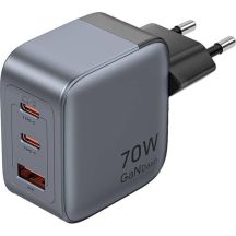 Vention 70W GaN PD Charger 1x USB-A 2x USB-C Black