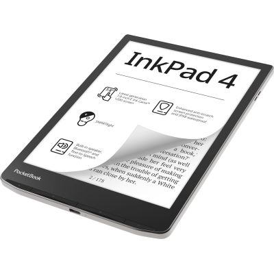 12. PocketBook InkPad 4 743 7.8" 32GB Wi-Fi Stardust Silver Ebook Reader