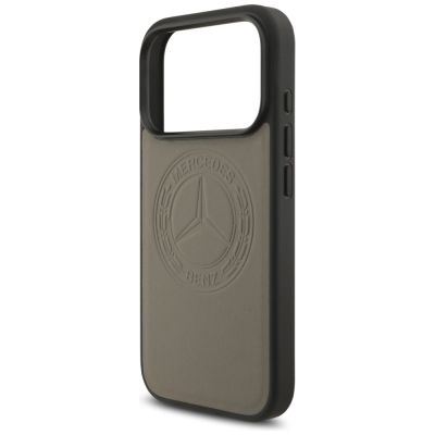 6. Mercedes Leather Vintage Logo MagSafe Case for iPhone 17 Pro - Beige