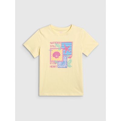 6. Girls' regular printed T-shirt 4F 4FJRSS26TTSHF4418-73S