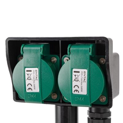 3. Entac ESE1.5G2-5-IP44S 5m Splitter 2 x Network Socket Outdoor Black, Green