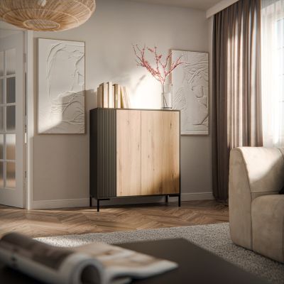 3. MERCI chest of drawers 100x40x129 black/artisan oak