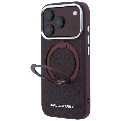 2. Karl Lagerfeld Ring Stand 360 Saffiano Classic Logo MagSafe case for iPhone 18 Pro Max / 17 Pro Max - burgundy