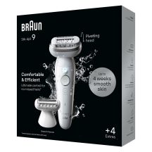 Braun Silk-épil 9 9-041 Epilator, Silver, 40 Tweezers, MicroGrip, Battery, 100 - 240 V, 50/60 Hz