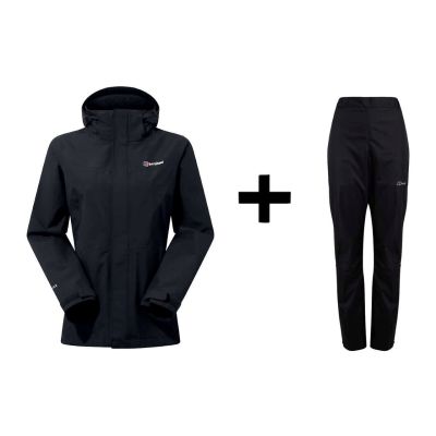 Berghaus Hillwalker IA Shell Jacket Size S Black + Berghaus Deluge 2.0 Trousers Size S Black