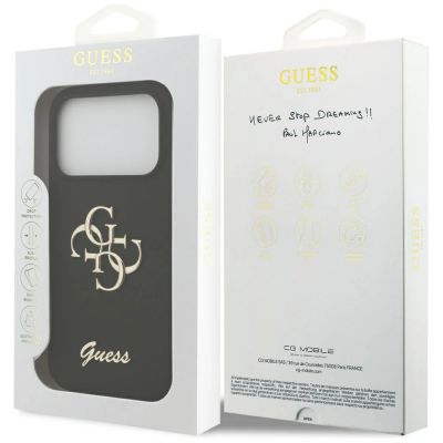 8. Guess Silicone Big 4G Script Case for iPhone 17 Pro - Black