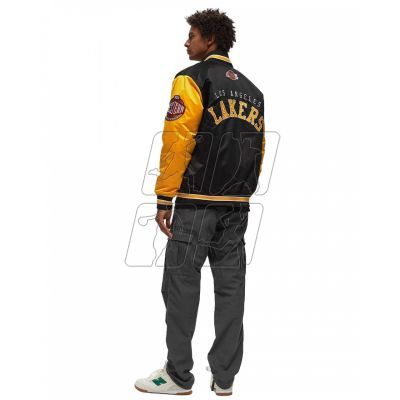 3. Mitchell & Ness NBA Los Angeles Lakers Primetime Heavyweight Satin Jacket Vintage Logo Lakers JK8453-LALBLCK