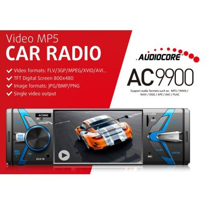 10. AUDIOCORE AC9900 car radio (USB, USB + AUX, USB + AUX + SD cards)