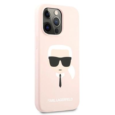 4. Karl Lagerfeld Silicone Karl`s Head Case for iPhone 13 Pro Max 6.7" - Light Pink
