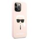 4. Karl Lagerfeld Silicone Karl`s Head Case for iPhone 13 Pro Max 6.7" - Light Pink
