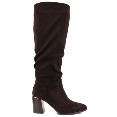2. Women’s chocolate brown block-heel boots Jezzi MR2623-7