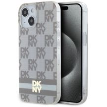 DKNY IML Checkered Mono Pattern & Printed Stripes MagSafe case for iPhone 15 / 14 / 13 - beige