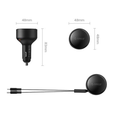 2. ORICO Dual Stretch 60W Split Extension Retractable Car Charger with Two Retractable Cables