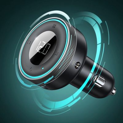 13. Baseus Enjoy FM transmitter car charger LED 2x USB / 3.5mm jack wireless MP3 player Bluetooth 5.0 3.4A black (CCLH-01)