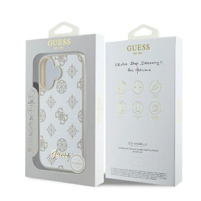8. Guess Peony Script Logo MagSafe iPhone 16 Case - White