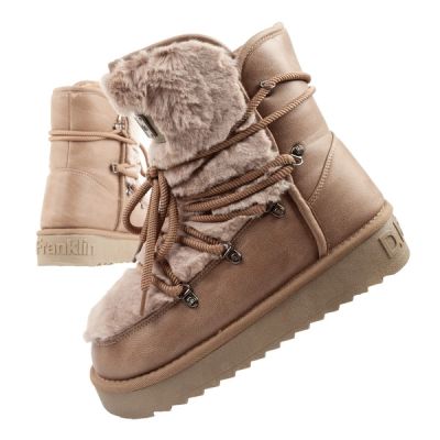 D.Franklin women's winter snow boots, fashionable fur lining, brown high