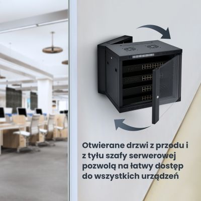 12. Extralink - 19" 12U 600x600 AZH Black Wall Mounted Cabinet