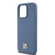 11. DKNY Leather Monogram Pattern Metal Logo MagSafe Case for iPhone 15 Pro Max - Blue