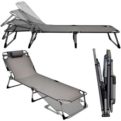 29. FOLDING CAMPING BED, 3-POSITION, 188 X 73 X 28 CM, DARK GREY
