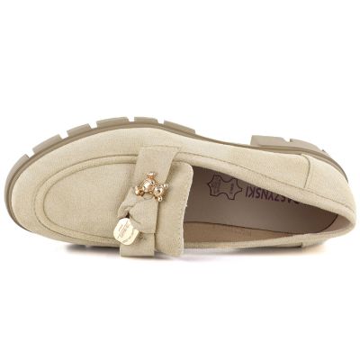 4. Women's suede shoes with decoration, beige M.Daszyński MR23106