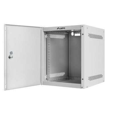 LANBERG WALL-MOUNTED RACK CABINET 10" 6U 280X310 GRAY, METAL DOORS (FLAT PACK) WF10-2306-00S