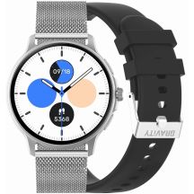 GRAVITY GT12-7 Women's Smartwatch Black Silicone Strap + Silver Bracelet