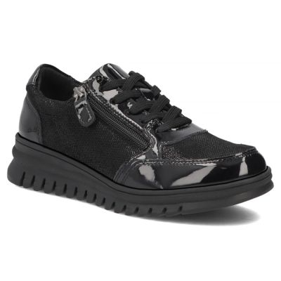 Filippo DP8105 patent leather wedge shoes in black
