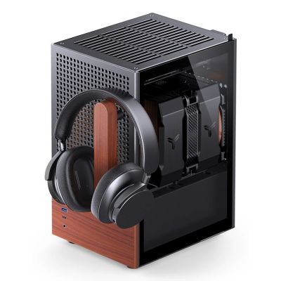3. Jonsbo T6 Case, Mini-Tower, Mini-ITX, Tempered Glass, Wood - Black