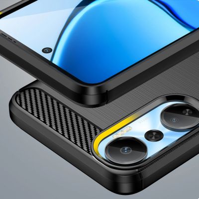 6. Carbon Case case for Infinix Hot 20 flexible silicone carbon cover black
