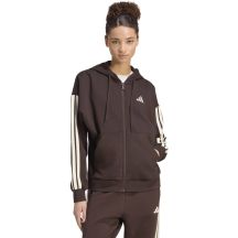 Women's adidas Essentials 3-Stripes Full-Zip Fleece Hoodie Brown KX0784