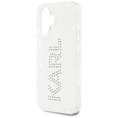 6. Karl Lagerfeld IML Rhinestones Logo iPhone 16 Case - Transparent