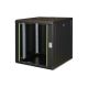Digitus Unique 19" 12U 600x600 wall-mounted network cabinet, glass door, black, undivided, assembled, 100kg