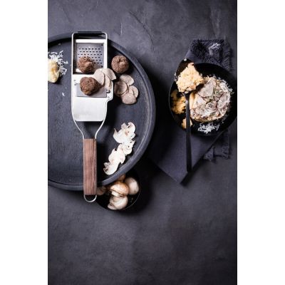 7. Microplane 43313 Hand Grater/Spiralizer Grater with Handle Silver, Wood