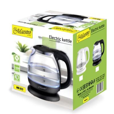 3. Electric glass kettle 1100W MR-055-BLACK MAESTRO
