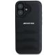 3. AMG Leather Debossed Lines Black Logo iPhone 16 Case - Black