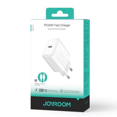 9. Joyroom JR-TCF24 USB-C PD 30W QC SFC network charger - white + 1m USB-C cable