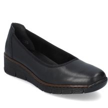Rieker 53755-00 women's leather wedge shoes, comfortable black
