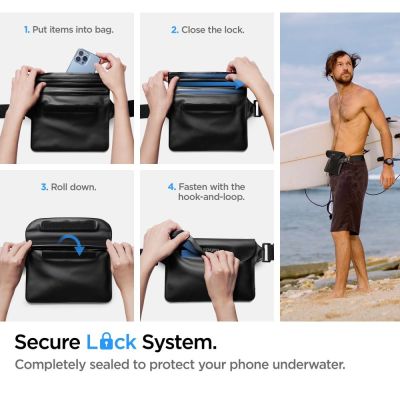 7. Spigen Aqua Shield A621 Waterproof Hip Bag + Floating Case - Black