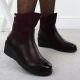11. Women's suede wedge ankle boots burgundy M.Daszyński 2510