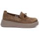 2. Women's leather platform moccasins with beads, camel, Vinceza 79649