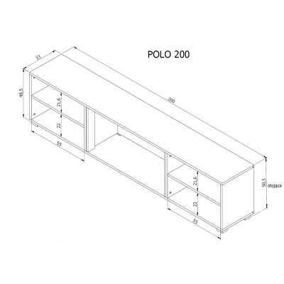 5. POLO TV cabinet 180x33x39 white + black fireplace