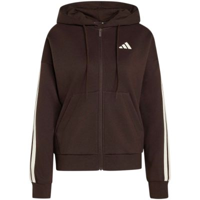 2. Women's adidas Essentials 3-Stripes Full-Zip Fleece Hoodie Brown KX0784